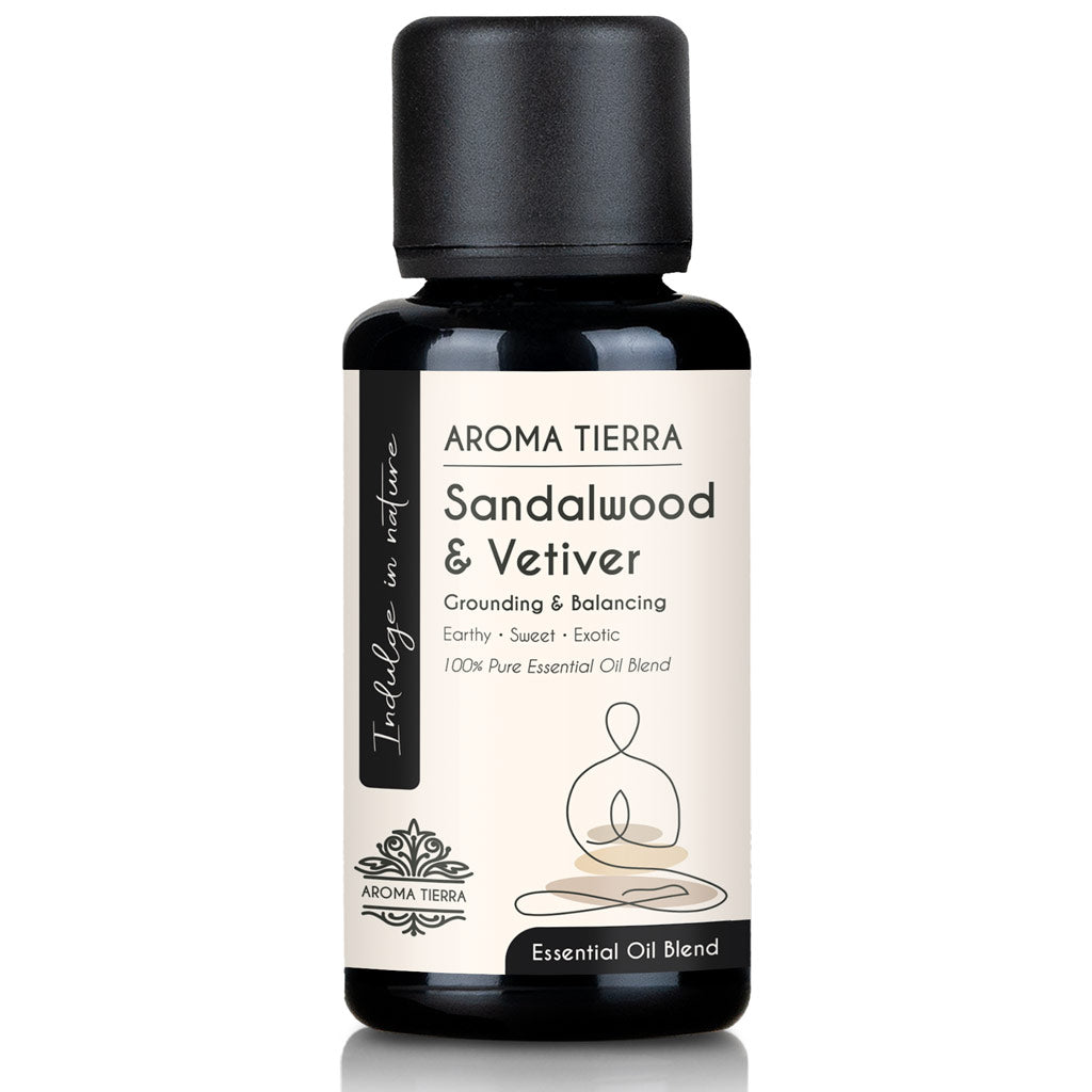 Sandalwood & Vetiver Essential Oil Blend – Grounding Aroma for Yoga, Meditation & Peace