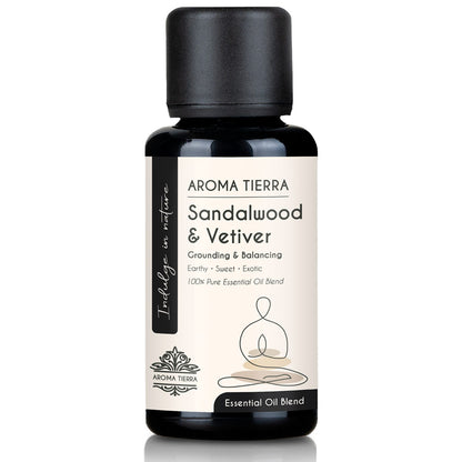Sandalwood & Vetiver Essential Oil Blend – Grounding Aroma for Yoga, Meditation & Peace