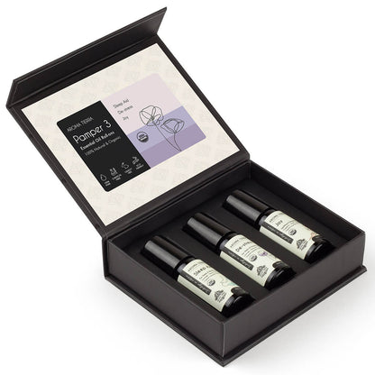 Aroma Tierra Wellness Roll-on Set for sleep, stress relief, joy, aromatherapy, best organic product for gifting. 
