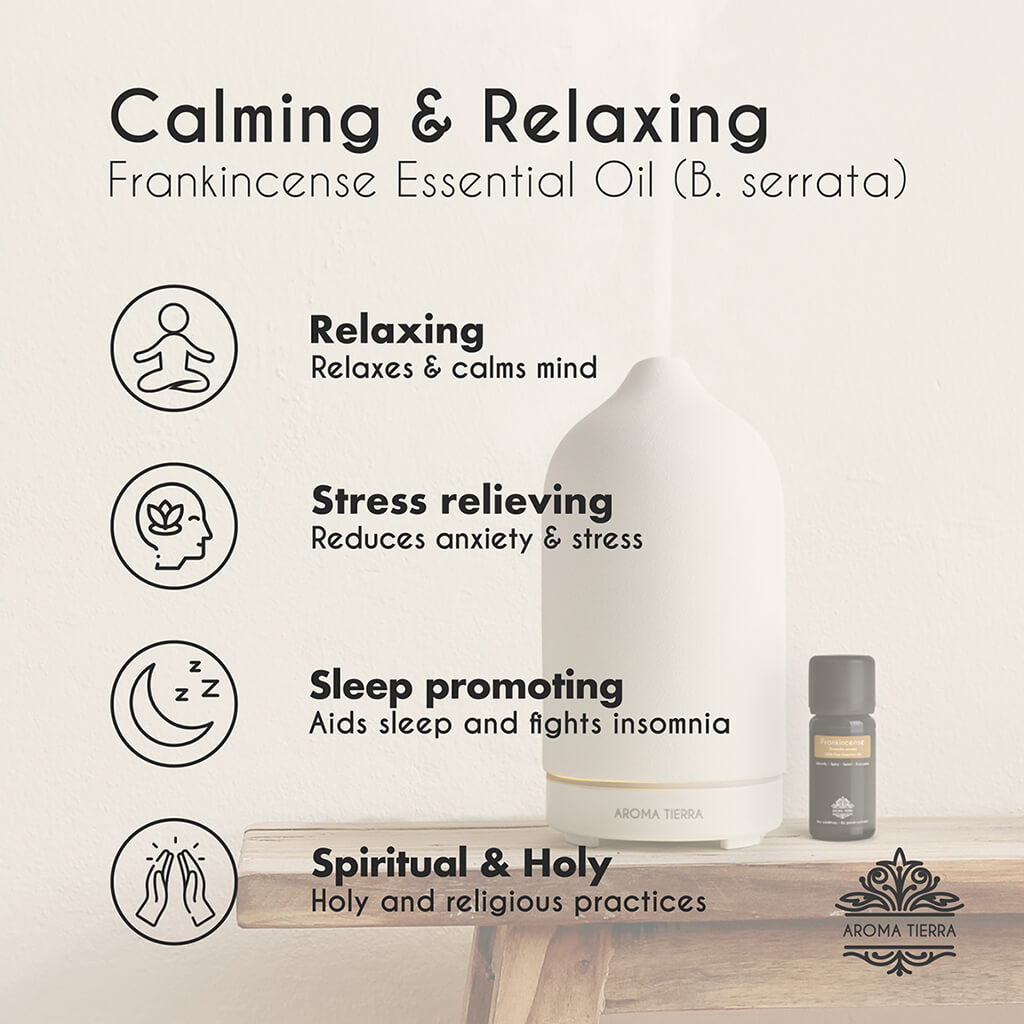 Aroma Tierra Frankincense essential oil  relieves stress and anxiety, calming and relaxing 