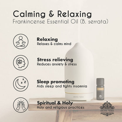 Aroma Tierra Frankincense essential oil  relieves stress and anxiety, calming and relaxing 