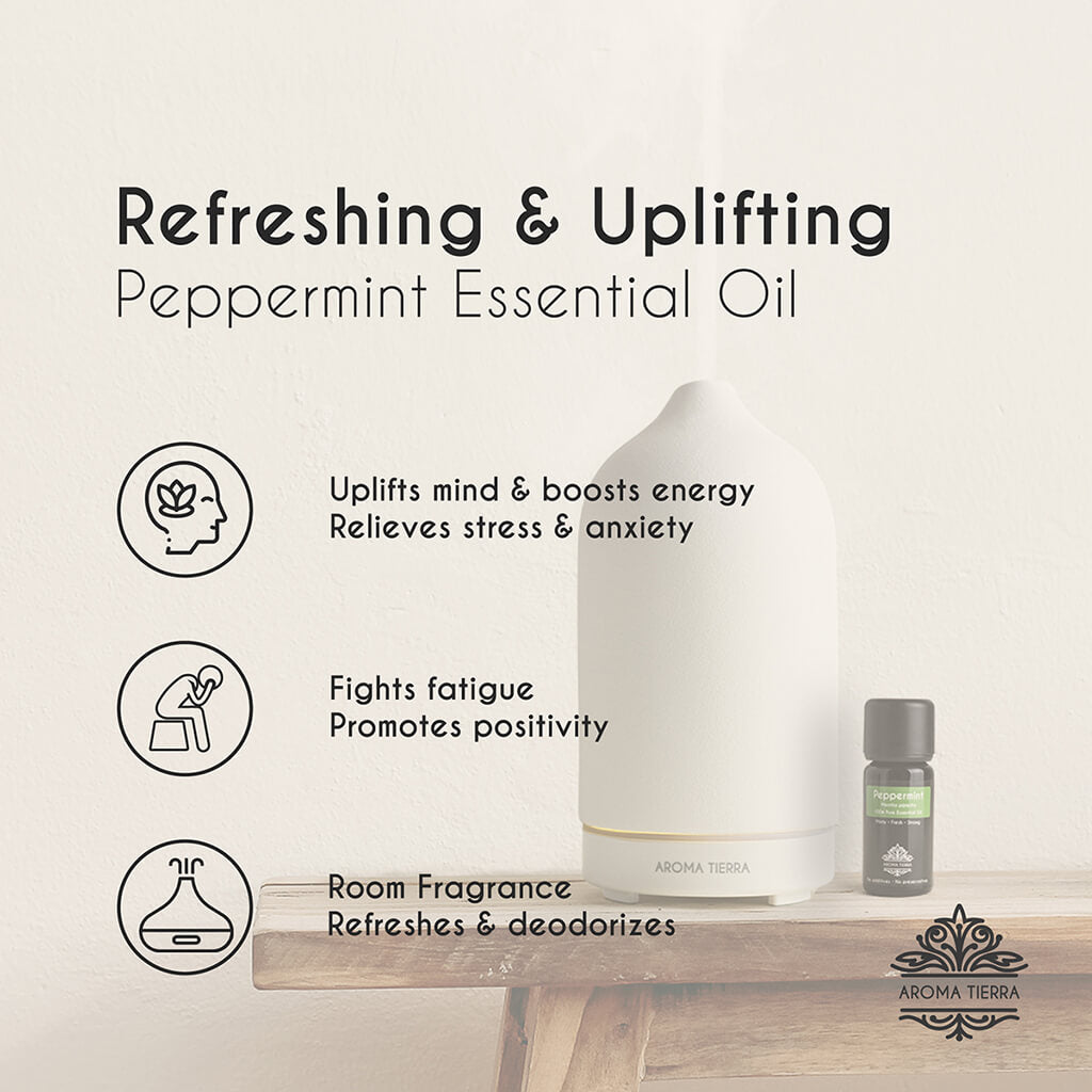 Aroma Tierra Pure and Natural Peppermint essential oil from India  refreshing and uplifting. 