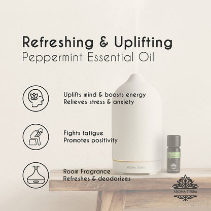 Aroma Tierra Pure and Natural Peppermint essential oil from India  refreshing and uplifting. 