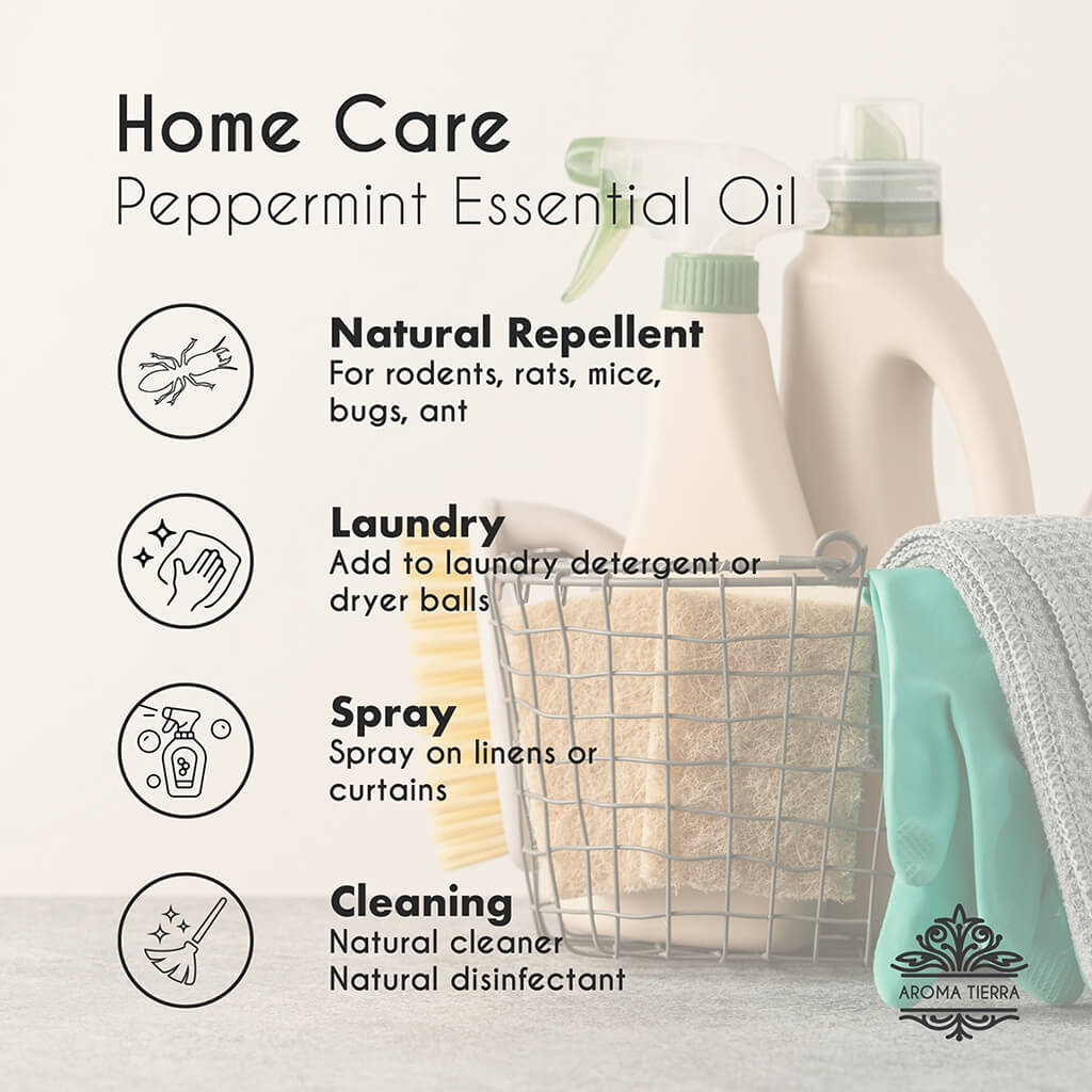 Organic Peppermint essential oil natural insect repellant, best home care benefits.