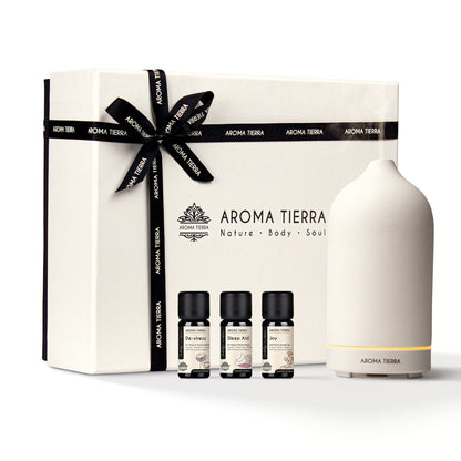 Gift Set - Santorini Ceramic Diffuser Dawn & 3 Essential Oils