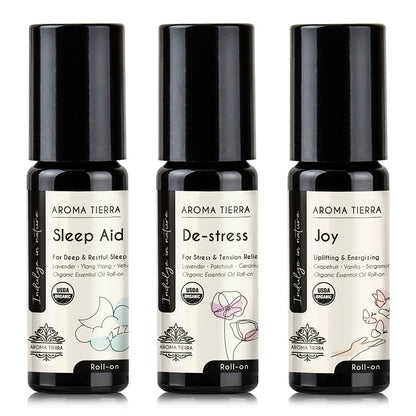 Aroma Tierra Pamper 3 Roll-on gift set. 