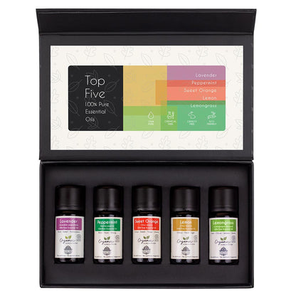 Top 5 Organic Essential Oil Set - For Gift, Diffuser, Sleep, Relaxation, Skin & Hair