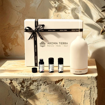 Gift Set - Santorini Ceramic Diffuser Dawn & 3 Essential Oils