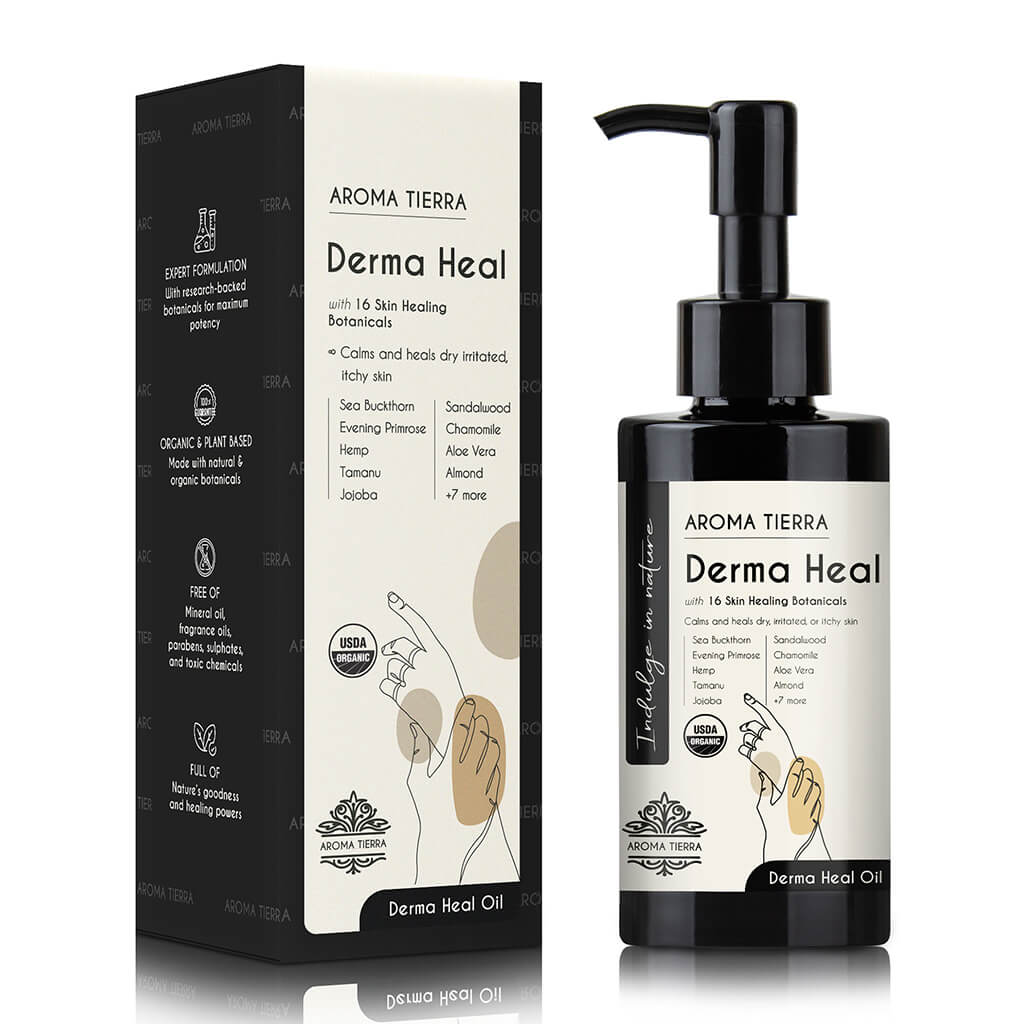 Aroma Tierra Derma Heal Oil, best oil to calm and heal dry irritated  skin. 