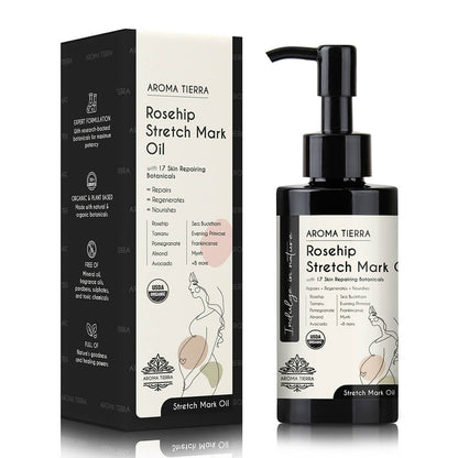 Rosehip Stretch Mark Oil best body  oil for stretch marks, rich in vitamin E, carotenoids, neo-flavonoids, omega 7, omega 5, and other phytonutrients