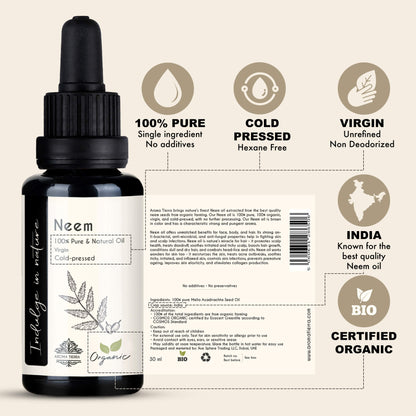 Organic Neem Oil - 100% Pure Cold Pressed Unrefined