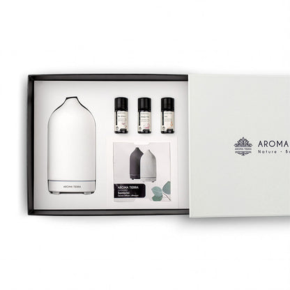 Gift Set - Santorini Ceramic Diffuser Dawn & 3 Essential Oils