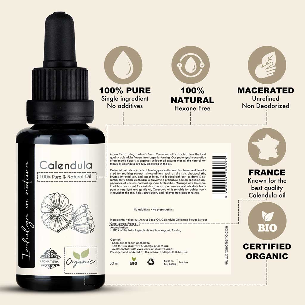Organic Calendula Oil (Marigold) - 100% Pure Natural Unrefined