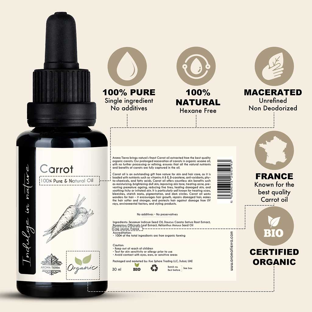 Organic Carrot Oil - 100% Pure Natural Unrefined