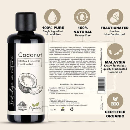 Organic Fractionated Coconut Oil (Liquid) - 100% Pure Natural