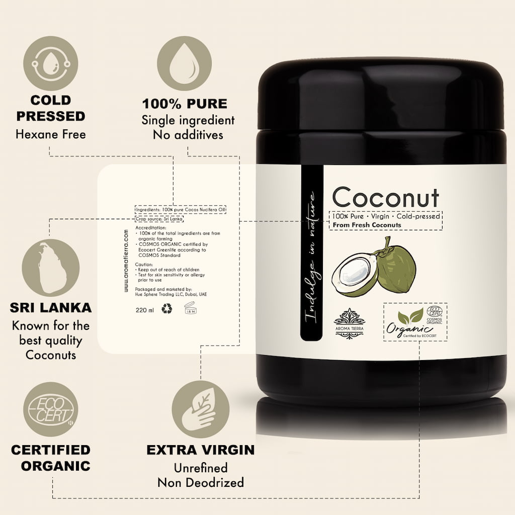 Organic Coconut Oil - 100% Pure Extra-virgin Cold Pressed Unrefined