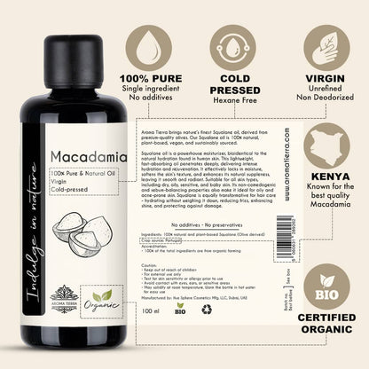 Organic Macadamia Oil — 100% Pure, Cold-Pressed, Unrefined