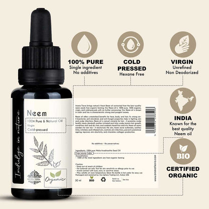 Organic Neem Oil - 100% Pure Cold Pressed Unrefined