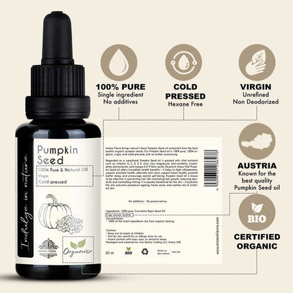 Organic Pumpkin Seed Oil - 100% Pure Cold Pressed Unrefined