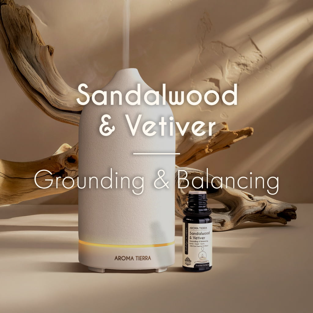 Sandalwood & Vetiver Essential Oil Blend – Grounding Aroma for Yoga, Meditation & Peace
