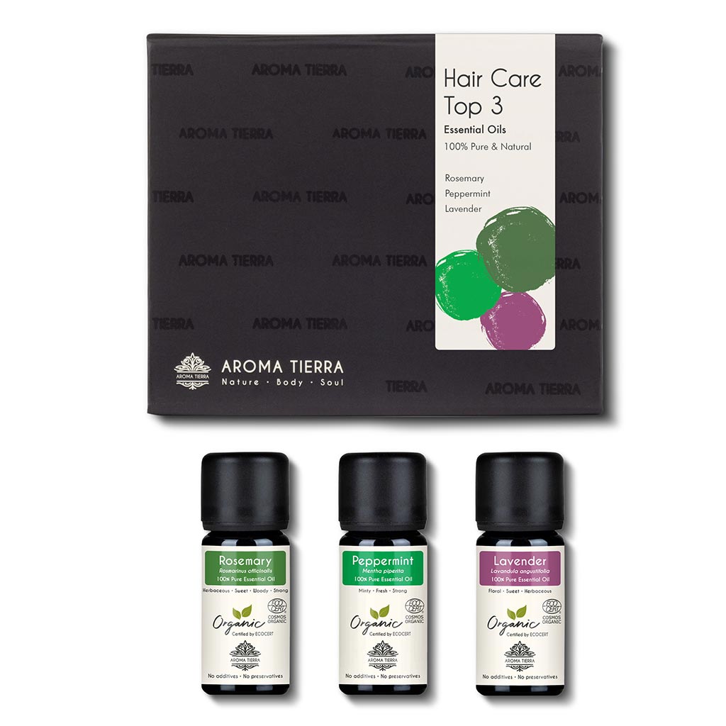 Hair Care Essential Oil Set - with Rosemary, Lavender, Peppermint