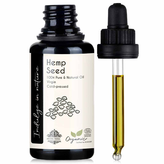 Aroma Tierra Certified Organic Hemp Seed Oil Cannabis sativa treats acne and delays aging, 30 ml