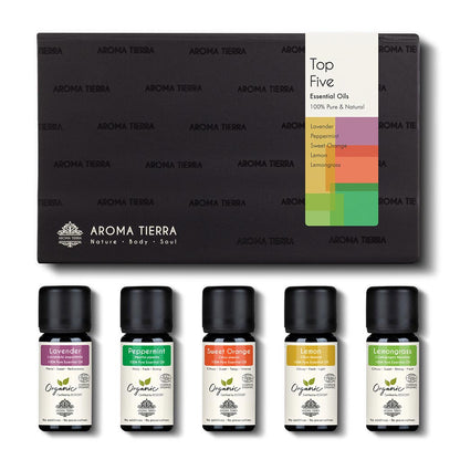 Top 5 Organic Essential Oil Set - For Gift, Diffuser, Sleep, Relaxation, Skin & Hair
