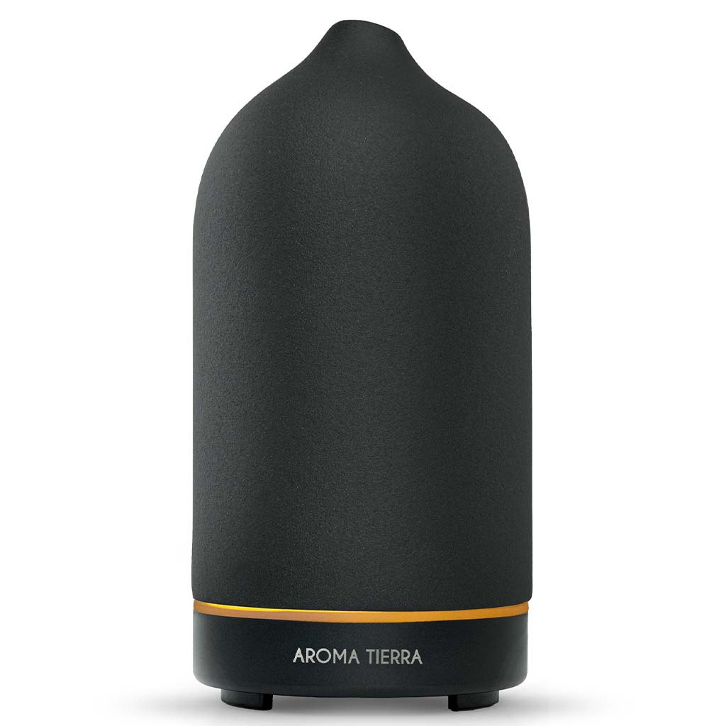 Aroma Tierra Santorini Dusk Ceramic Diffuser, black color, ultrasonic diffusion.