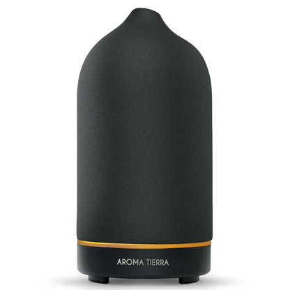 Aroma Tierra Santorini Dusk Ceramic Diffuser, black color, ultrasonic diffusion.