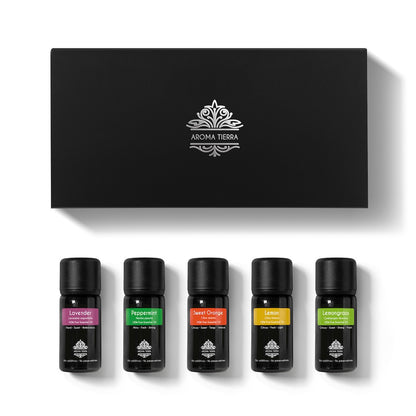 Top 5 natural essential oil set, Lavender, Peppermint, Orange, Lemon, Lemongrass Essential Oils