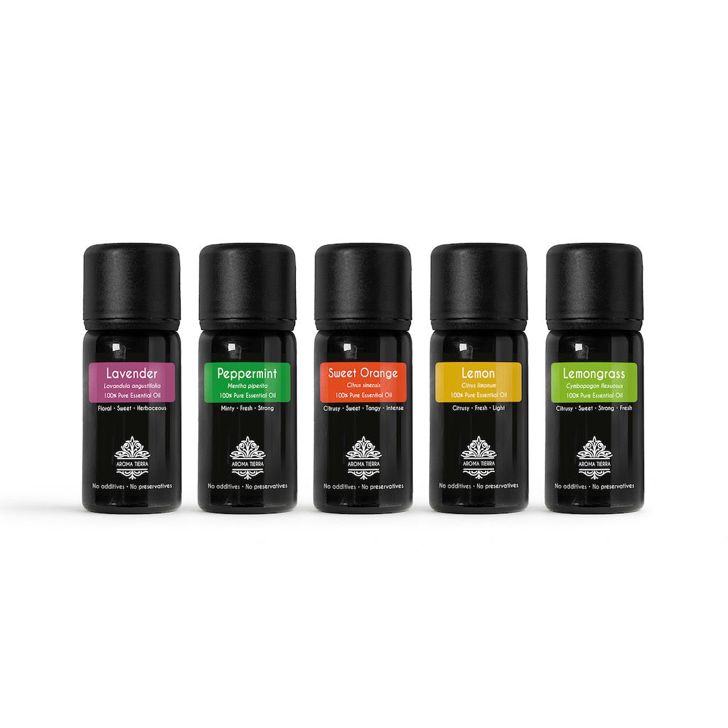 Pack of top 5 most popular Natural Essential Oils for gifting, diffuser, skin and hair.