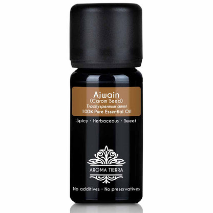 Aroma Tierra  Ajwain essential oil steam distillation of Ajwain seeds Carom seeds, Trachyspermum ammi, 10 ml