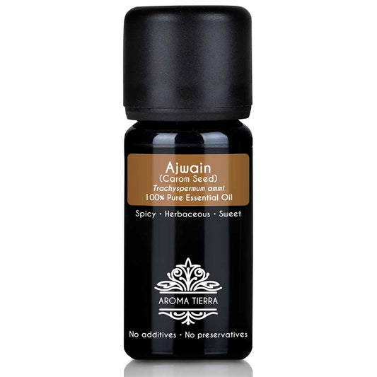 Aroma Tierra  Ajwain essential oil steam distillation of Ajwain seeds Carom seeds, Trachyspermum ammi, 10 ml