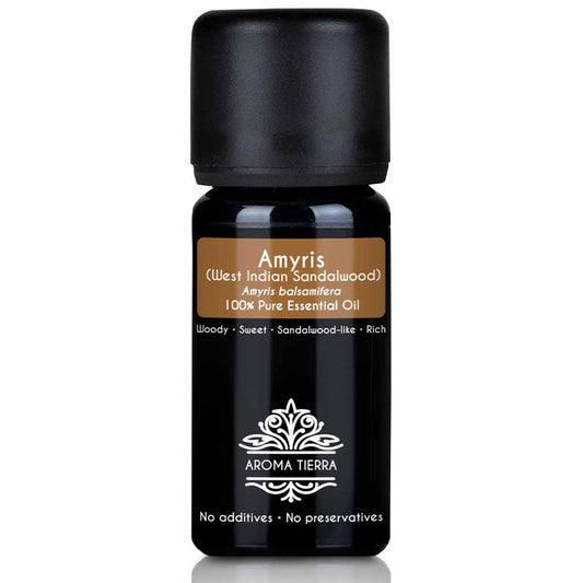 Aroma Tierra  Amyris essential oil steam distillation of bark of the Amyris balsamifera tree (Rutaceae family), 10 ml