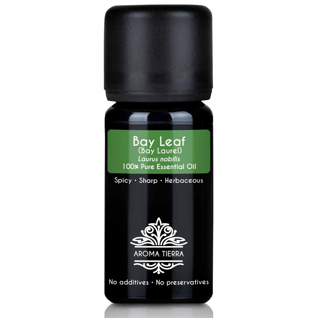 Aroma Tierra Bay Leaf, Laurel essential oil steam distillation of leaves of organic Laurus nobilis, 10 ml. 