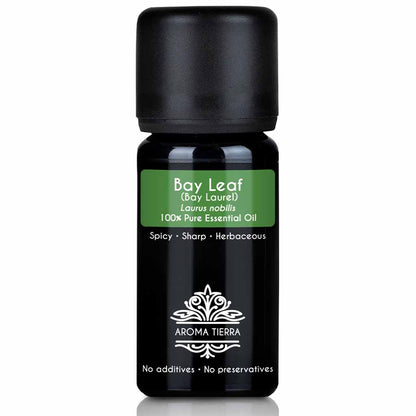 Aroma Tierra Bay Leaf, Laurel essential oil steam distillation of leaves of organic Laurus nobilis, 10 ml. 