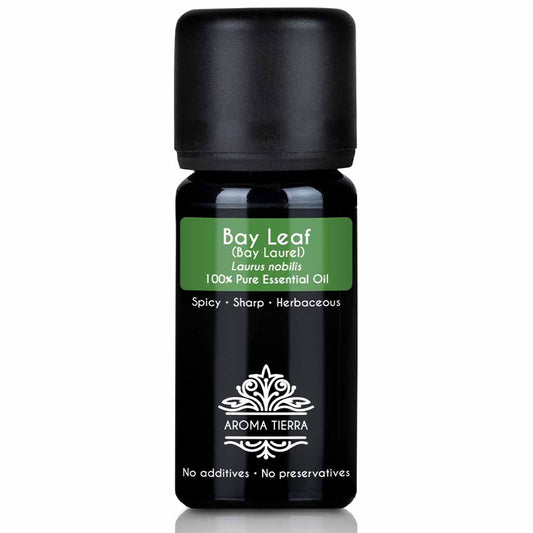 Aroma Tierra Bay Leaf, Laurel essential oil steam distillation of leaves of organic Laurus nobilis, 10 ml. 