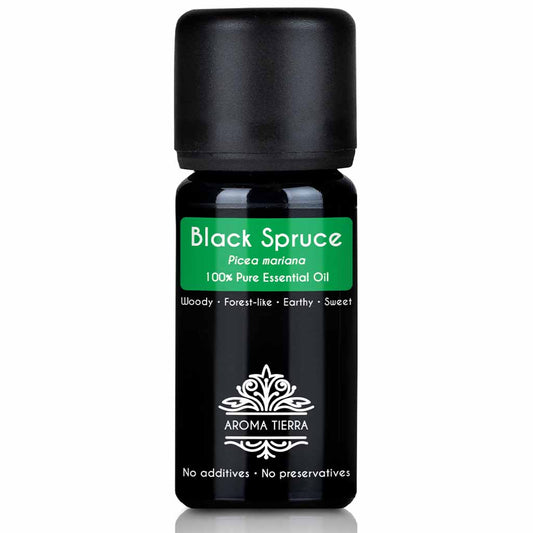 Aroma Tierra Black Spruce essential oil best for diffusers grounding, uplifting, better sleep 10 ml. 