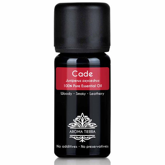 Aroma Tierra Cade essential oil steam distillation of wood of the Red Juniper tree, followed by rectification, Juniperus oxycedrus L. (Cupressaceae),  10 ml.
