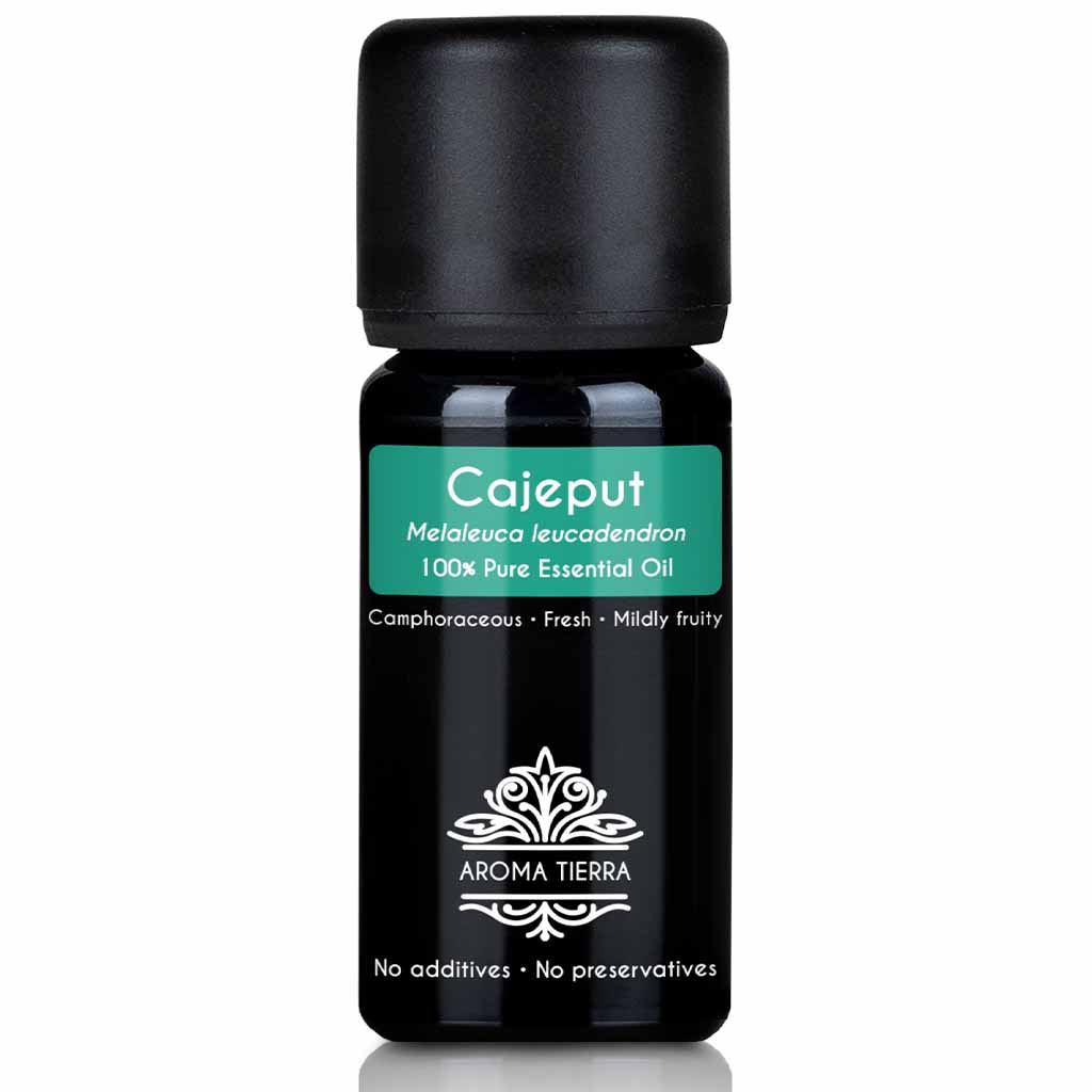 Aroma Tierra Cajeput essential oil steam distillation  of fresh leaves of the plant Melaleuca leucadendron, 10 ml