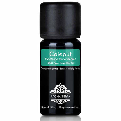 Aroma Tierra Cajeput essential oil steam distillation  of fresh leaves of the plant Melaleuca leucadendron, 10 ml