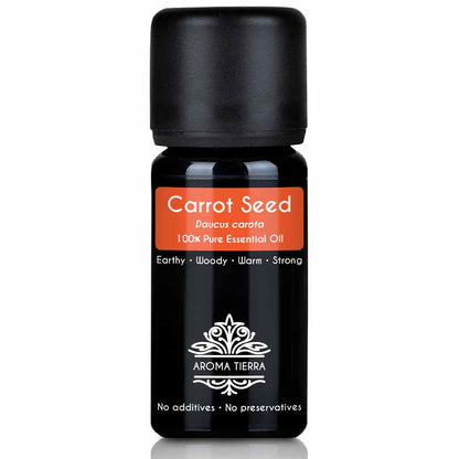 Aroma Tierra Carrot seed essential oil steam distillation of carrot seeds, Daucus carota, 10 ml.