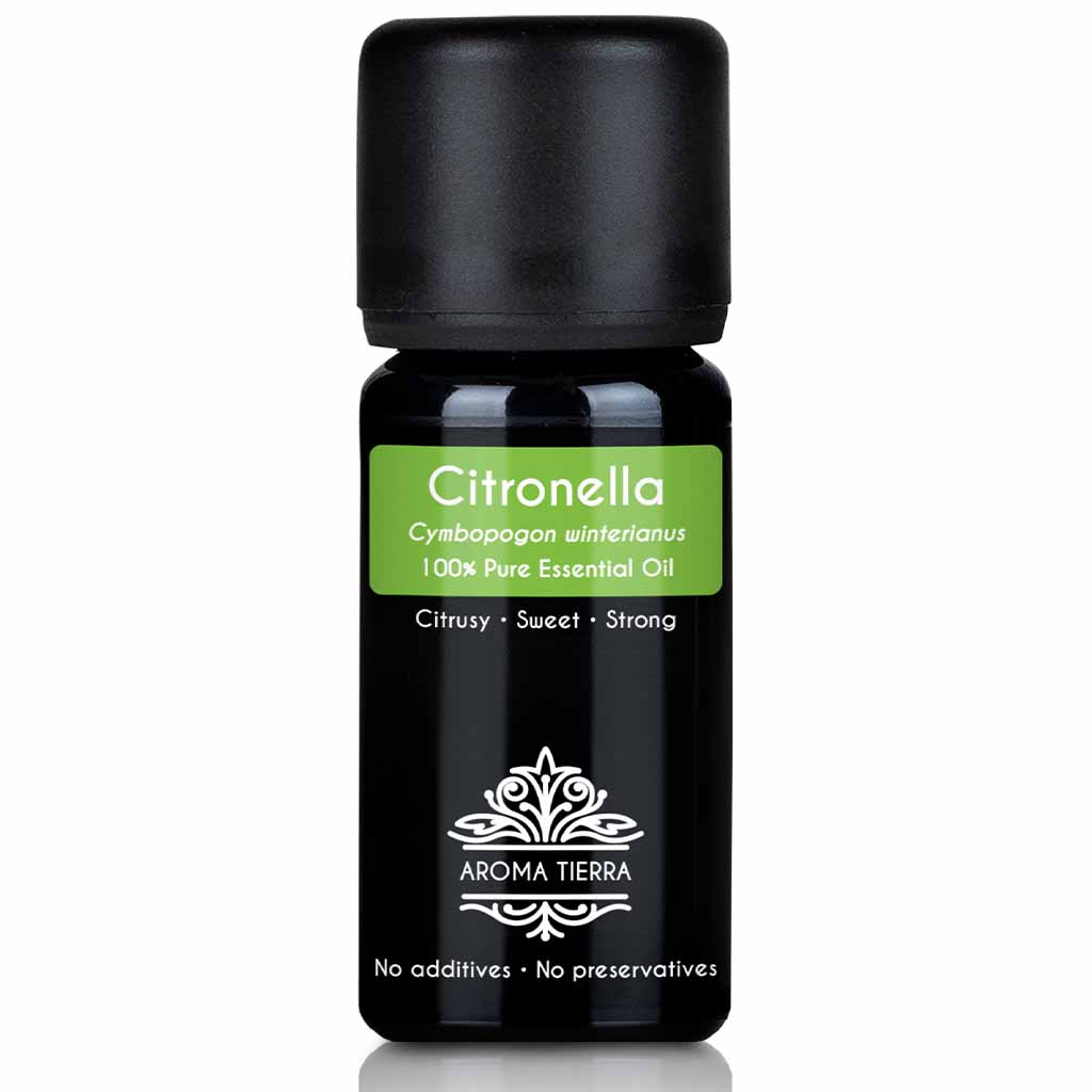 Aroma Tierra Citronella essential oil steam distillation of Cymbopogon winterianus, 10 ml