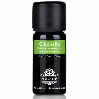 Aroma Tierra Citronella essential oil steam distillation of Cymbopogon winterianus, 10 ml