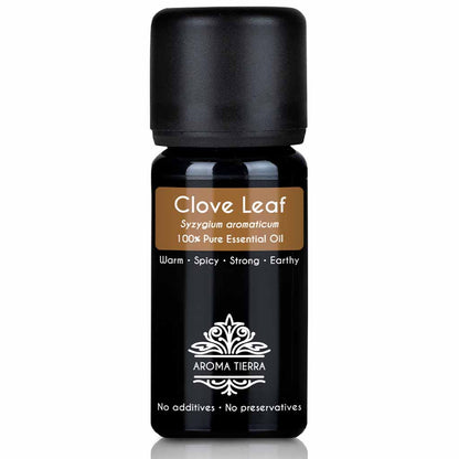 Aroma Tierra Clove leaf essential oil steam distillation of clove leaves, Syzygium aromaticum,10 ml. 