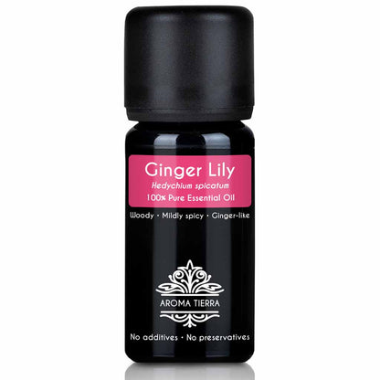 Aroma Tierra Ginger Lily essential oil steam distillation of dried rhizomes of Ginger lily, Hedychium spicatum, 10 ml
