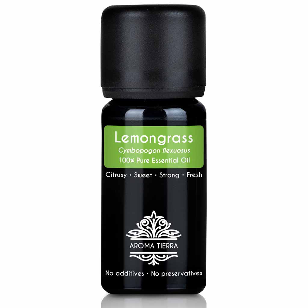 Aroma Tierra Lemongrass essential oil Steam distillation of fresh and partially dried organic lemongrass, 10 ml. 