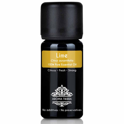 Aroma Tierra Lime essential oil cold pressing of the rind of lime, Citrus aurantifolia, 10 ml.