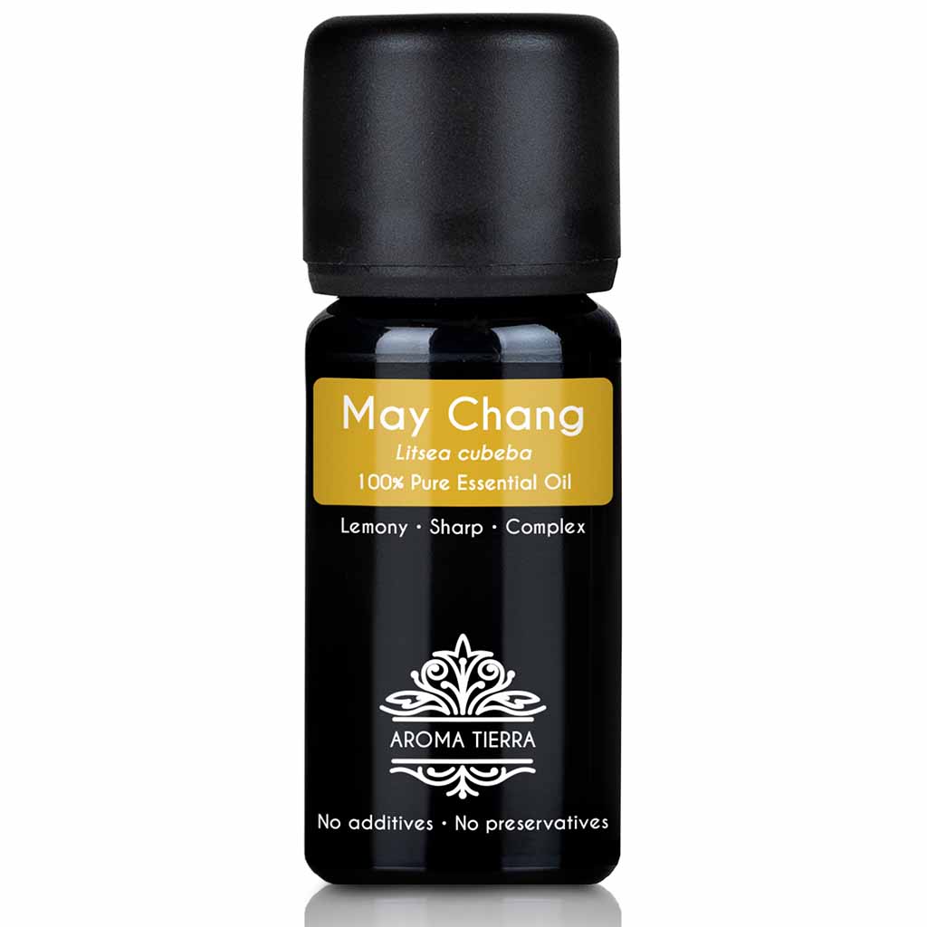 Aroma Tierra  May Chang essential oil steam distillation of the May Chang evergreen tree, Litsea cubeba, 10 ml