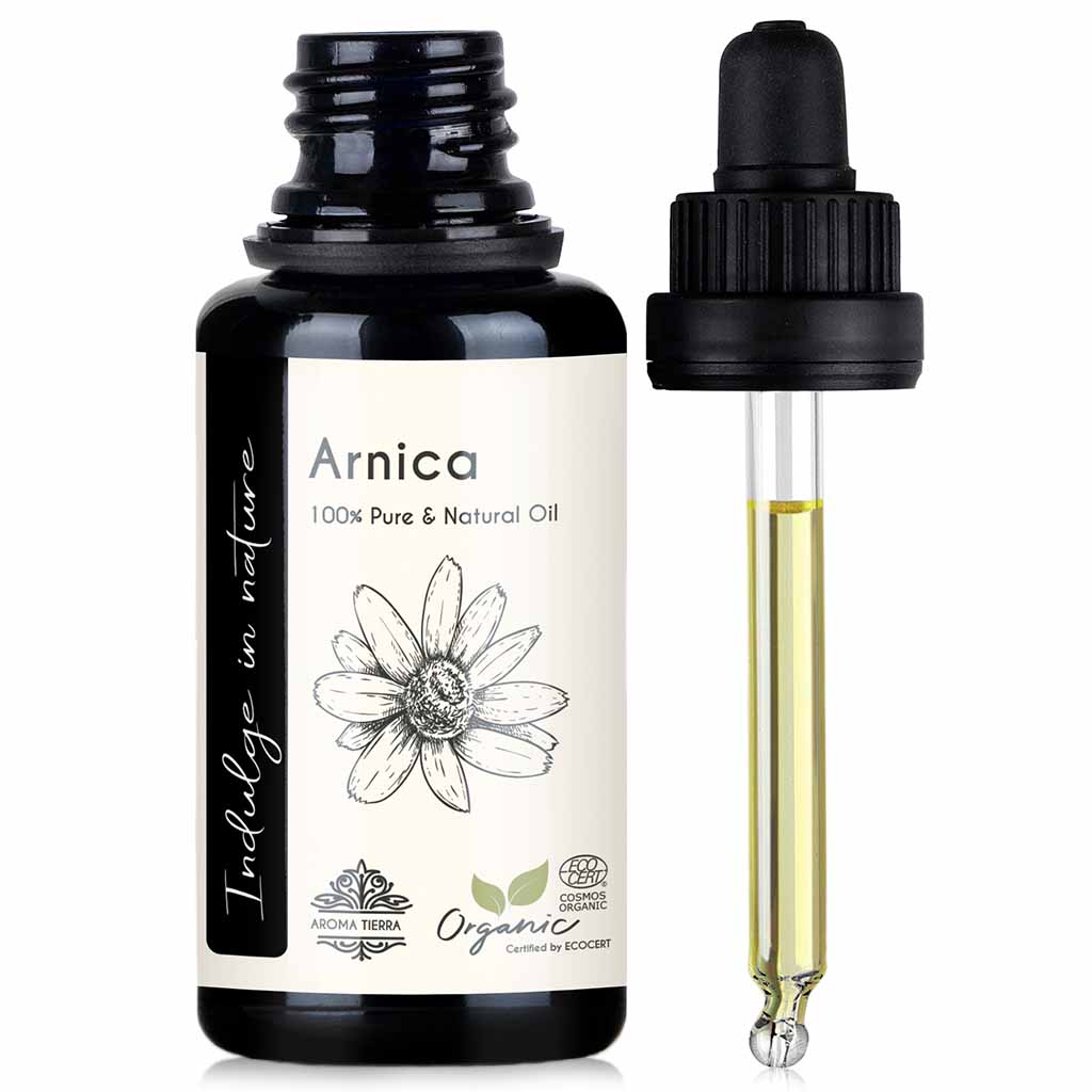 Aroma Tierra Certified Organic Arnica oil reduces hair fall, reduces irritation, redness and other scalp issues, 30 ml. 